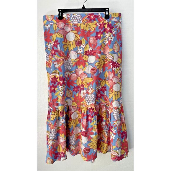 New Talbots Skirt Womens 2X Maxi Floral Pineapple Ruffle Cottagecore Prairie - Picture 1 of 7